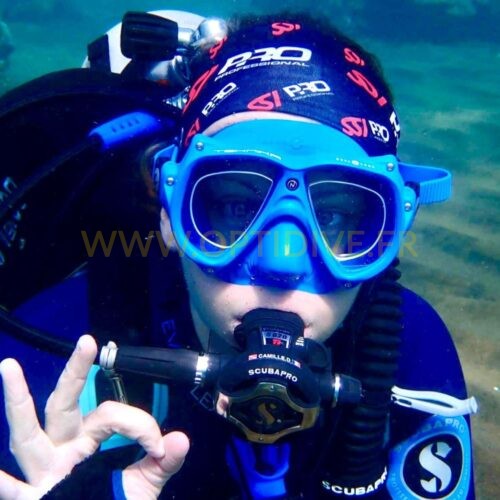 Masque de plongée Aqualung Teknika équipé de verres correcteurs optidive